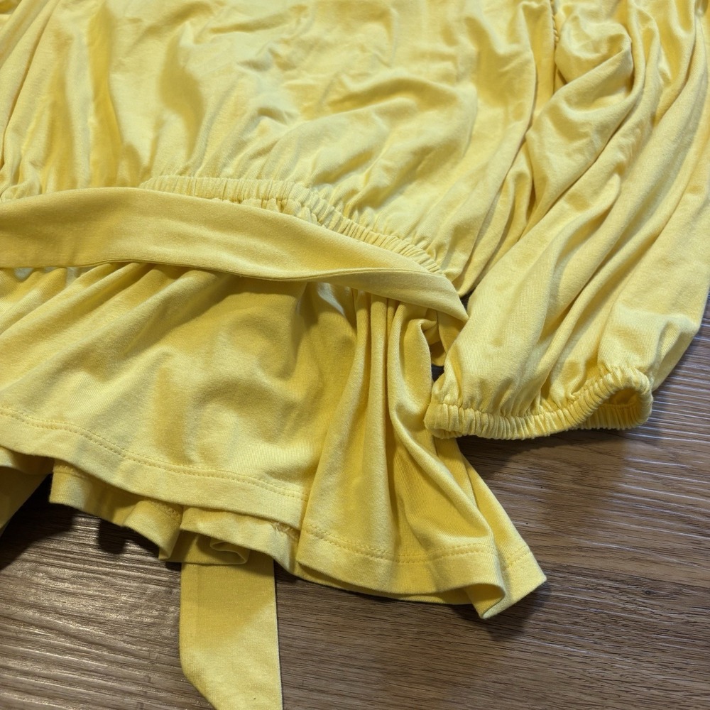 Lauren Ralph Lauren Yellow Ruffle Wrap Blouse - Picture 12 of 13